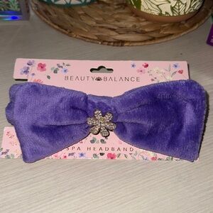 Purple Spa Headband with Flower Accent